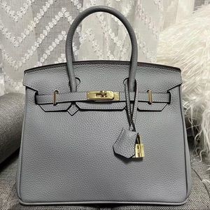 Genuine Leather Birkin 30 Style Bag Unbranded